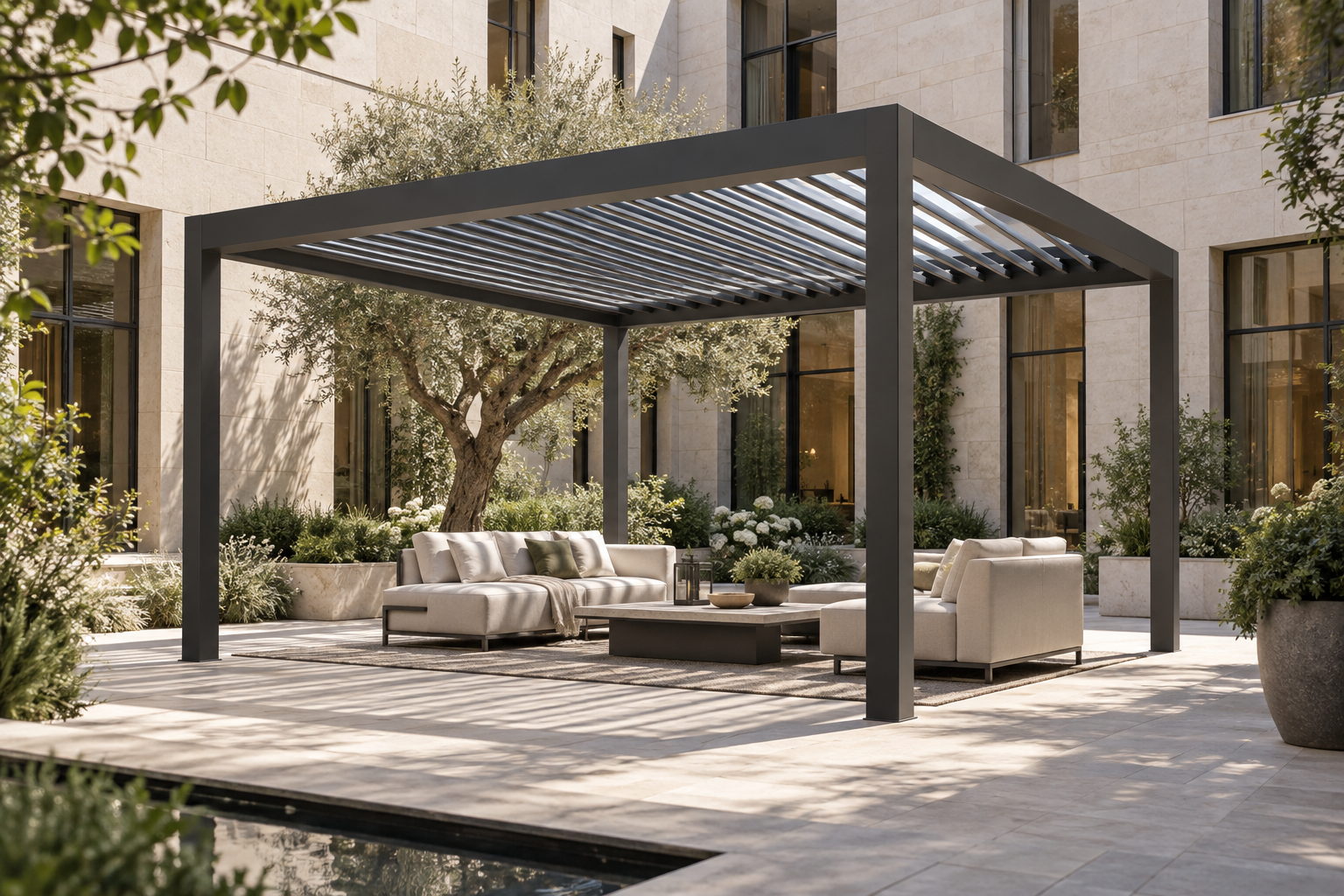 Commercial pergola systems